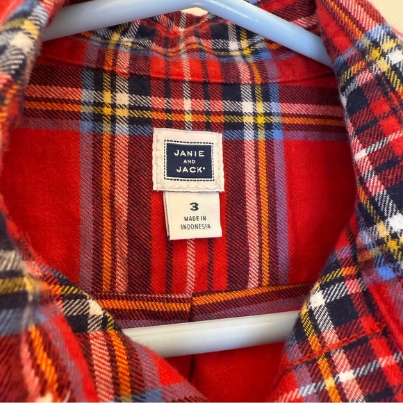 Janie & Jack Boys Red Plaid Button-Up Shirt Size 3 Long Sleeve Collared Top - Picture 4 of 8
